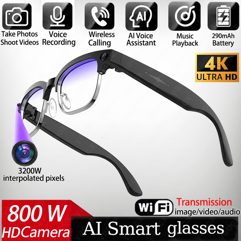 Smart Glasses Ar - Óculos Inteligentes 4K com IA, Câmera