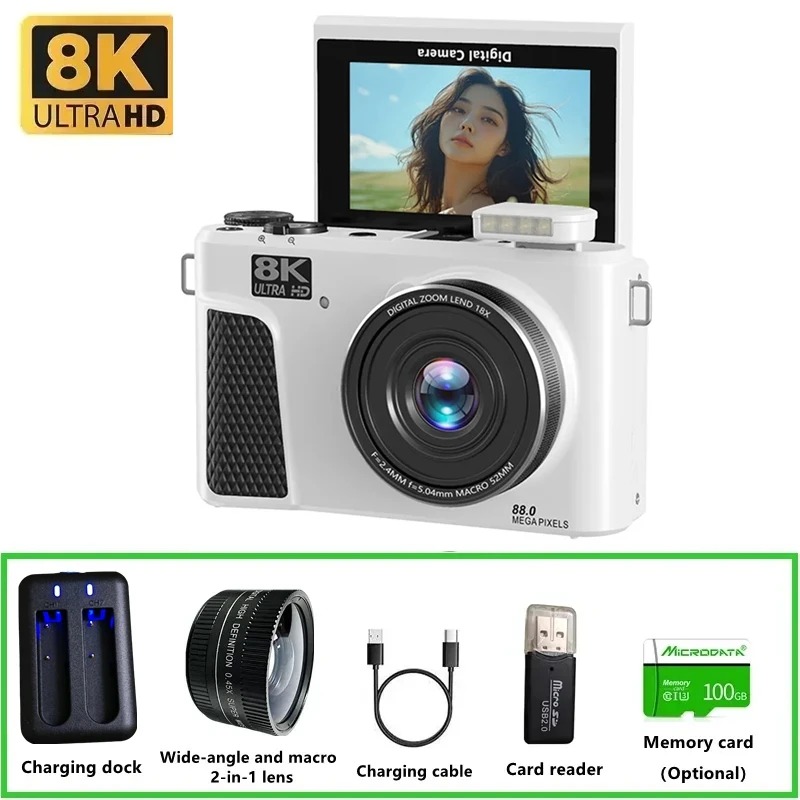Digital Photo Frame Wifi - Câmera Digital WD300 8K 88MP para